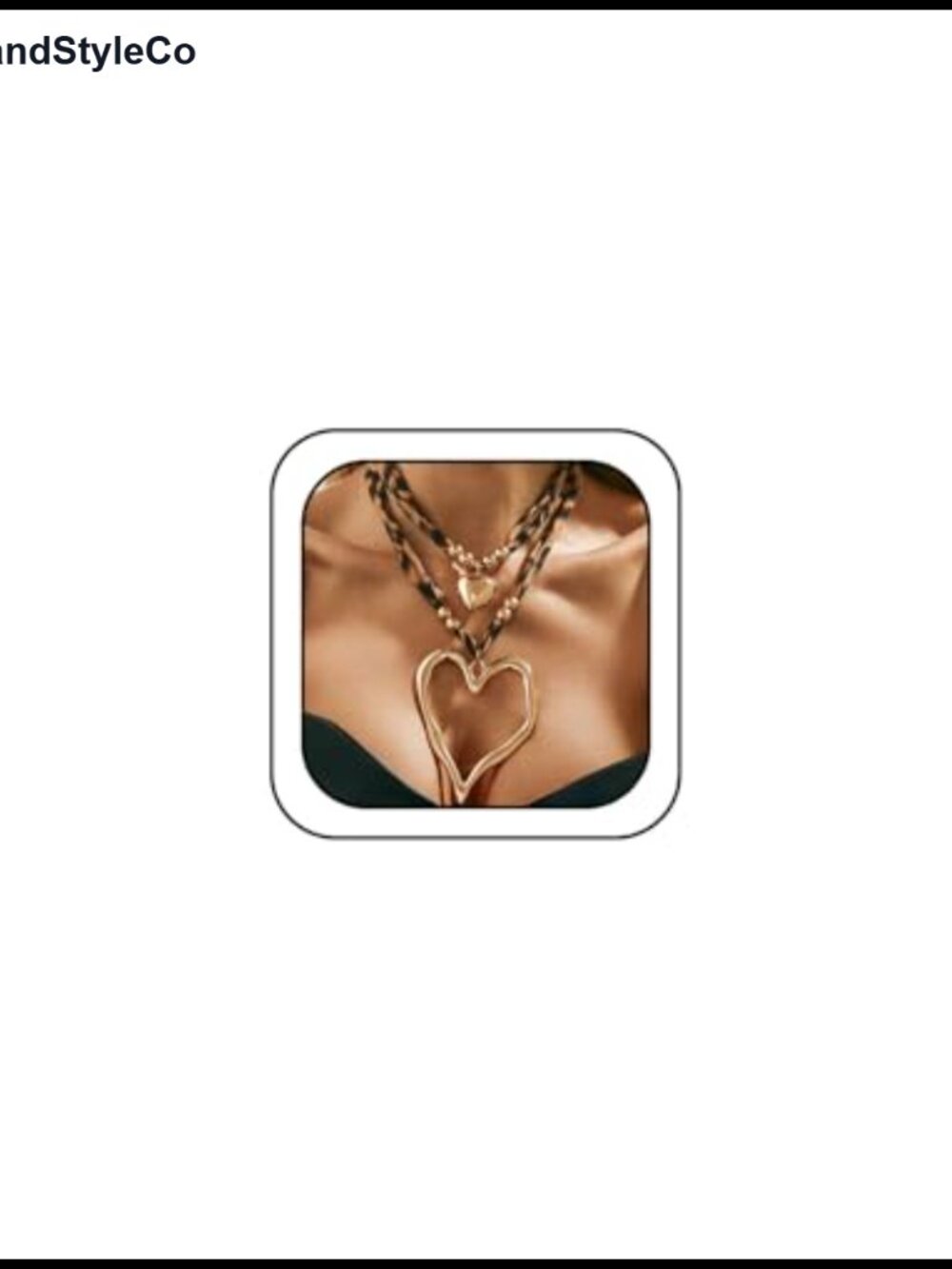 Leopard Print Rope Choker Necklace with Gold Puffy Heart Pendant, Double Layer